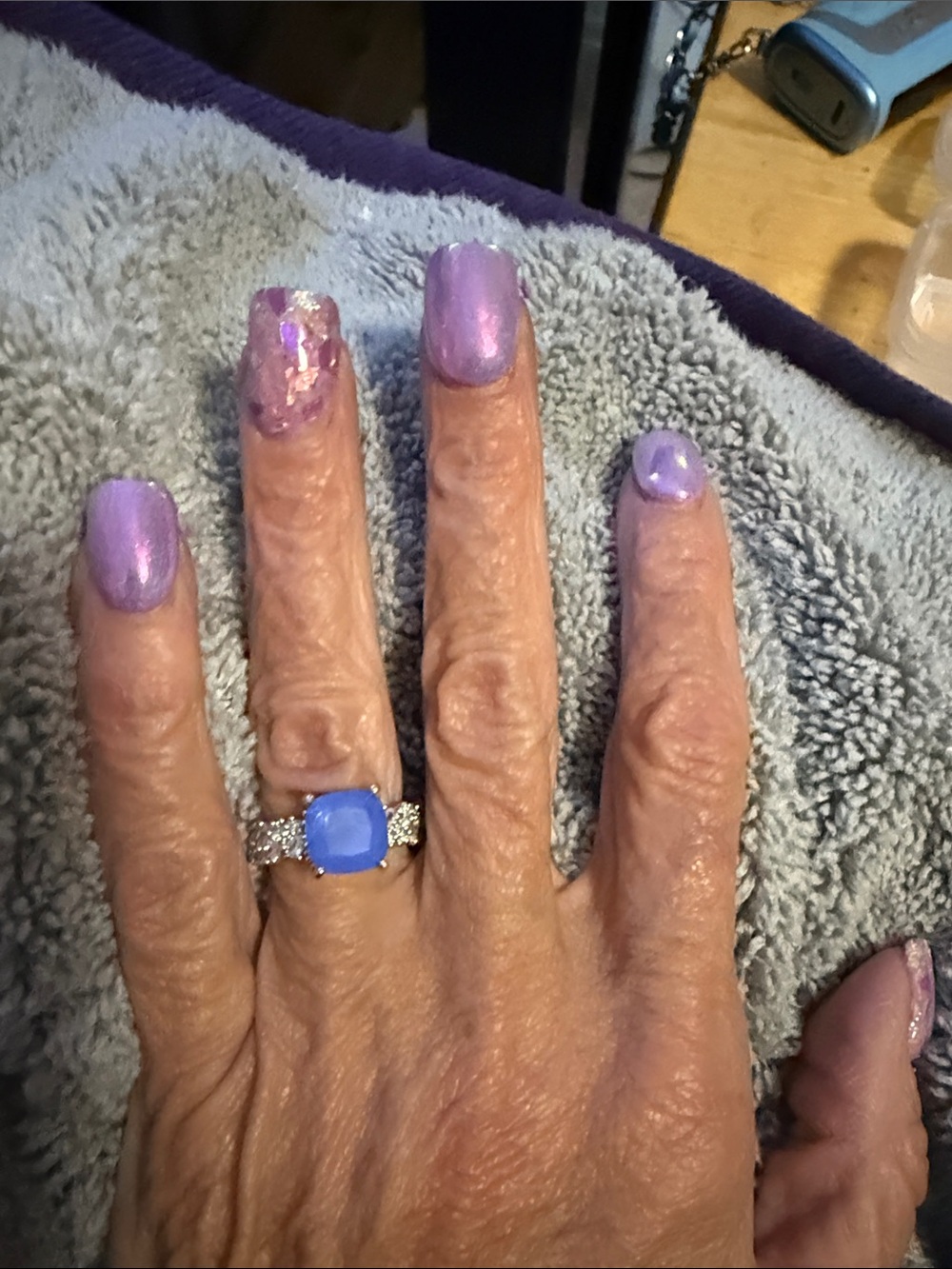 BP cornflower Blue Quartz with Sparkling Accent Stones -